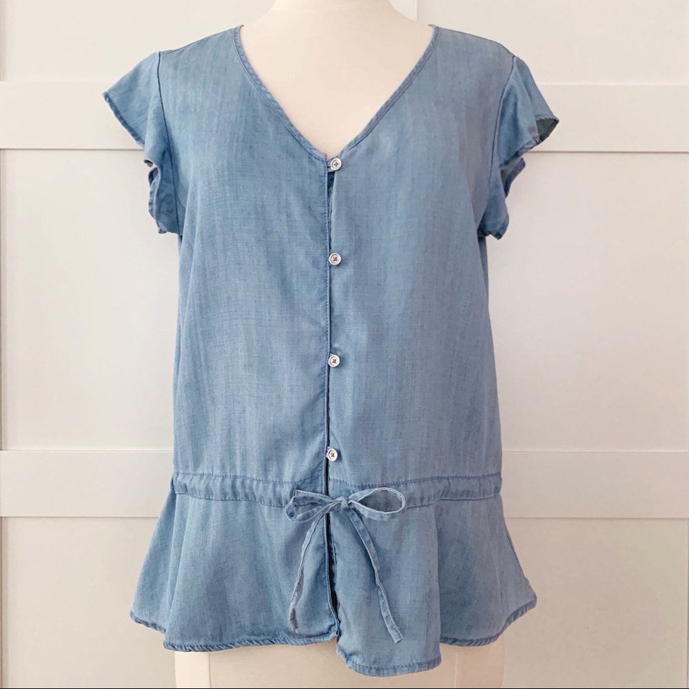 Vince Camuto Chambray Peplum Blouse
